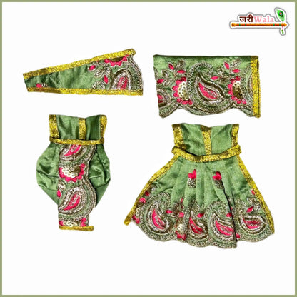 Blended Thread Sitara Work Olive Green Jugal Jodi Poshak