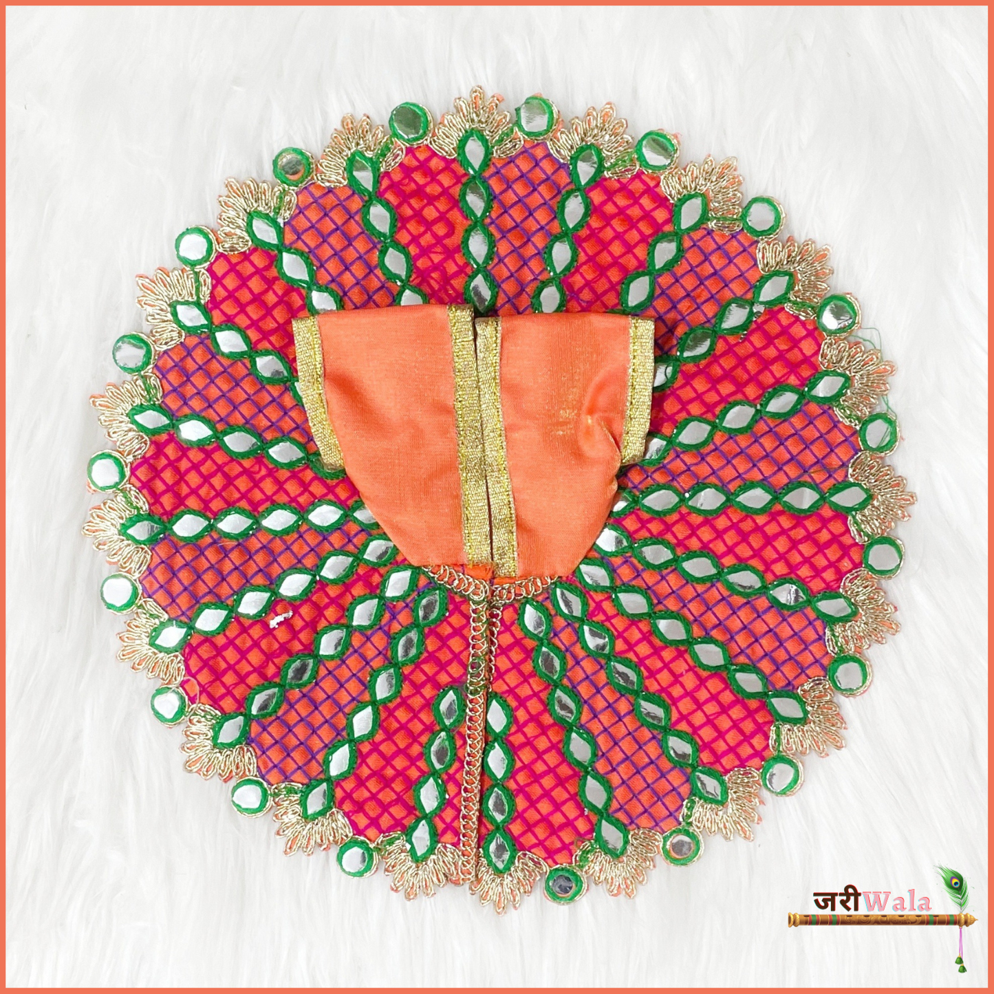 Blended Thread Lace Work Orange Poshak