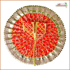 Bandhej Lace Work Orange Laddu Gopal Poshak