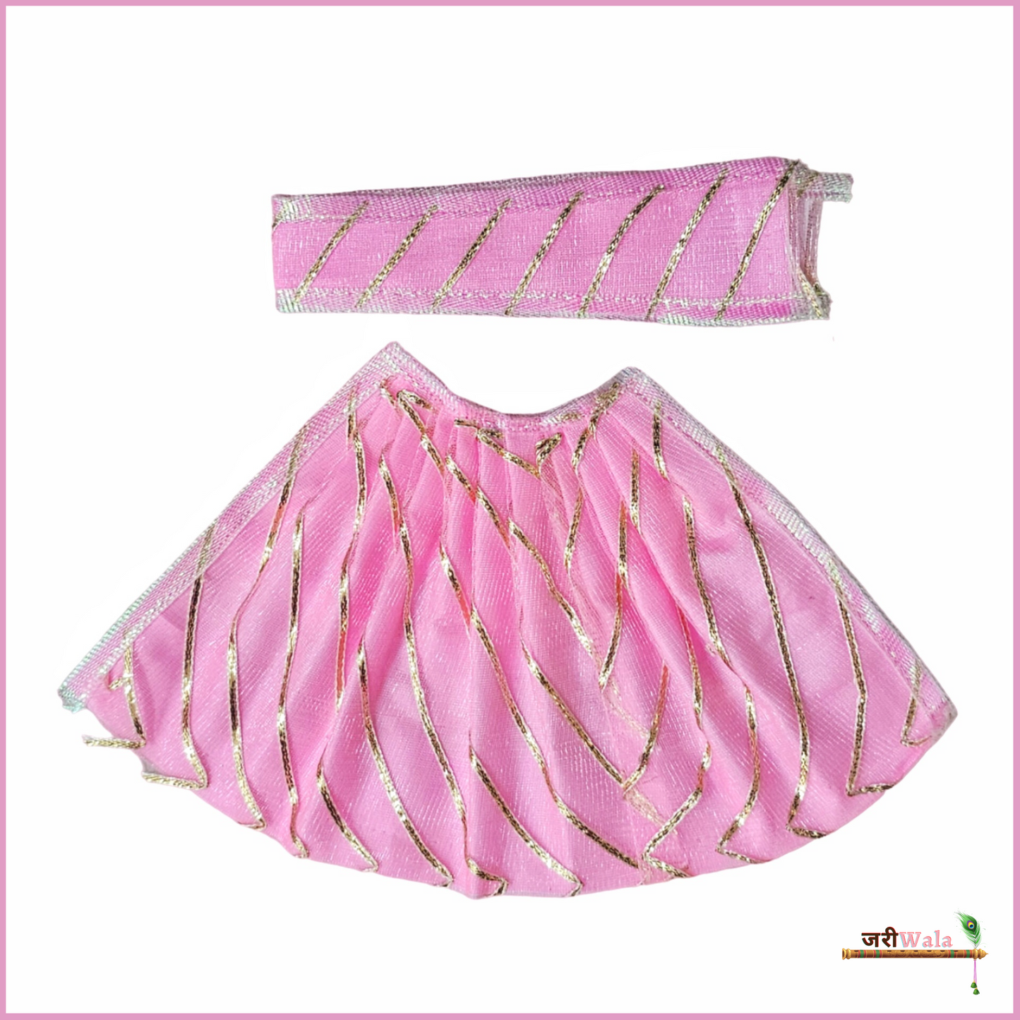 Cotton Lace Work Baby Pink Lehnga Patka