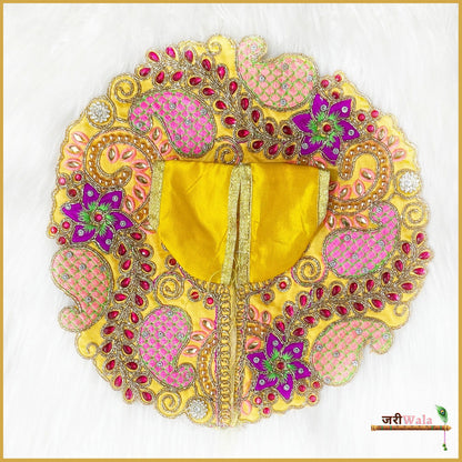 Blended Thread Stone Work Yellow Laddu Gopal Poshak