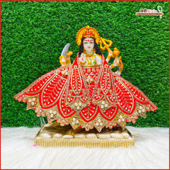 Blended Thread Moti Work Red Lehnga Patka