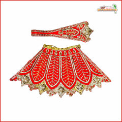 Blended Thread Moti Work Red Lehnga Patka