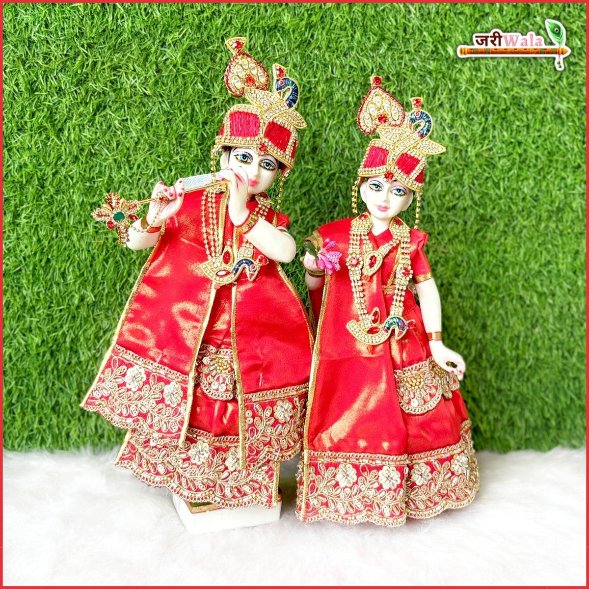 Blended Thread Sitara Cutdana Work Red Jugal Jodi Poshak
