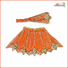 Blended Thread Moti Work Orange Lehnga Patka
