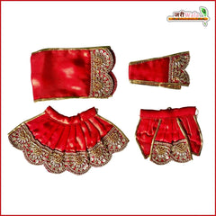Blended Thread Sitara Cutdana Work Red Jugal Jodi Poshak