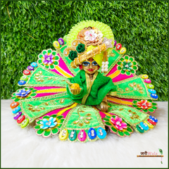 Shaneel Thread Lace Work Green Laddu Poshak