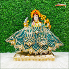 Blended Thread Moti Work Dark Green Lehnga Patka