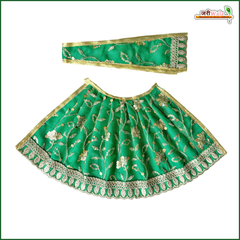 Blended Thread Sitara Work Green Lehnga Patka
