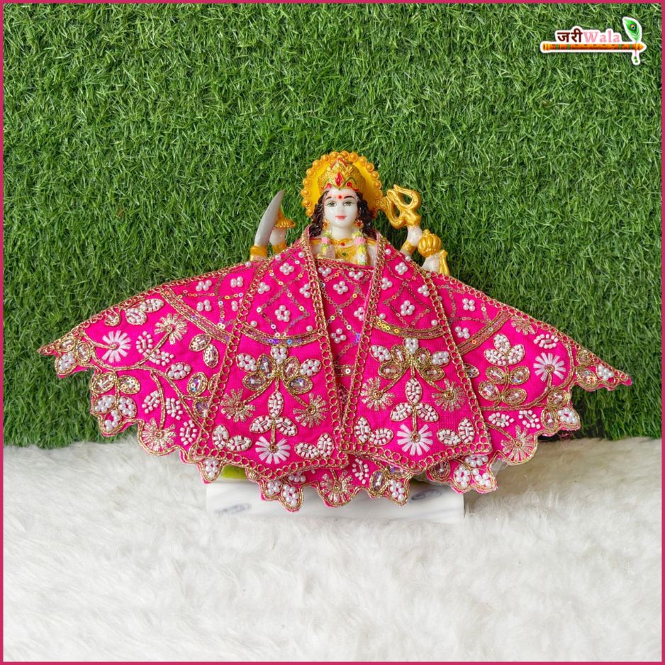Cotton Thread Moti Cutdana Work Magenta Lehnga Patka