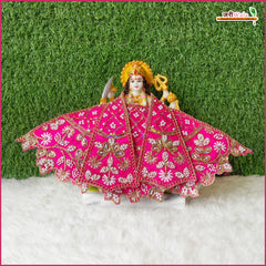 Cotton Thread Moti Cutdana Work Magenta Lehnga Patka