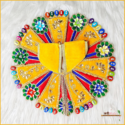 Shaneel Thread Lace Work Yellow Laddu Poshak