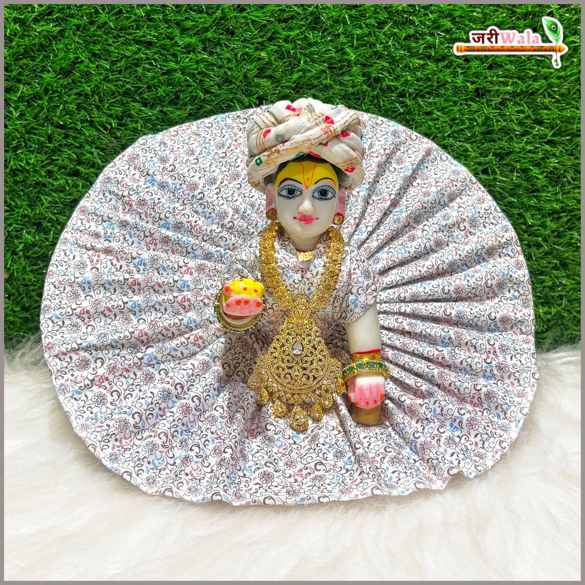 Coton Plain Floral Print Laddu Gopal Poshak