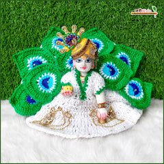 Woolen Fancy Morpankh White & Green Poshak With Cap