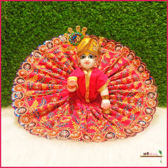 Shaneel Thread Cutdana Work Magenta Laddu Gopal Poshak