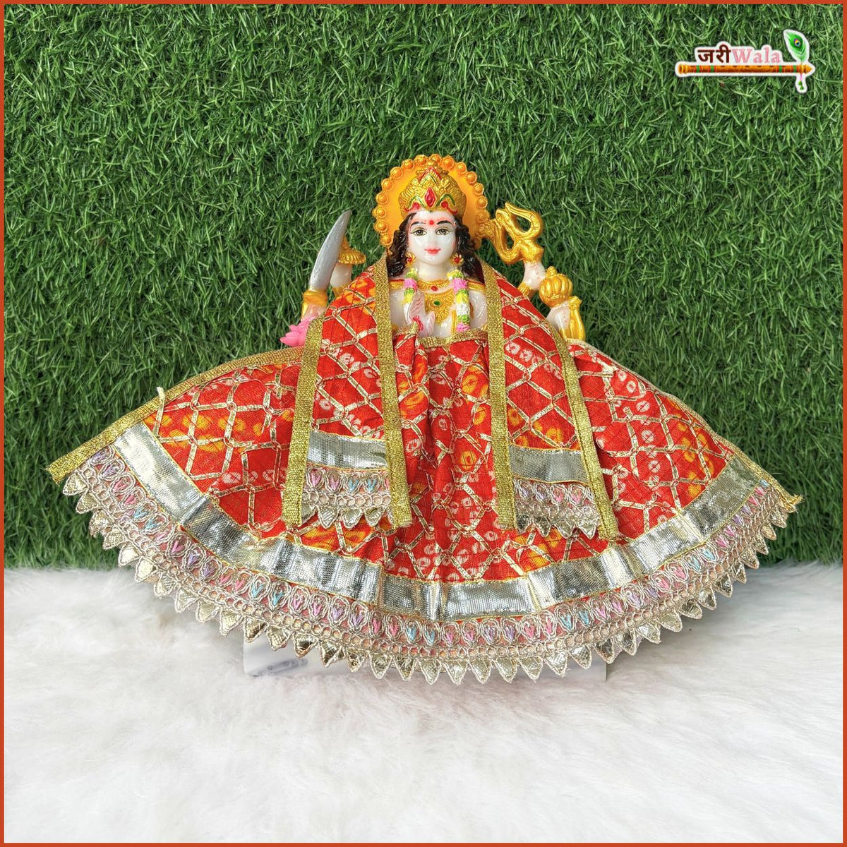 Bandhej Lace Work Orange Lehnga Patka