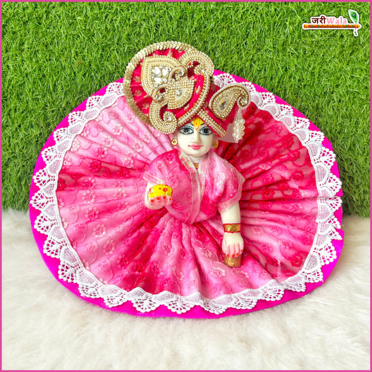 Blended Thread Lace Work Magenta Laddu Gopal Poshak
