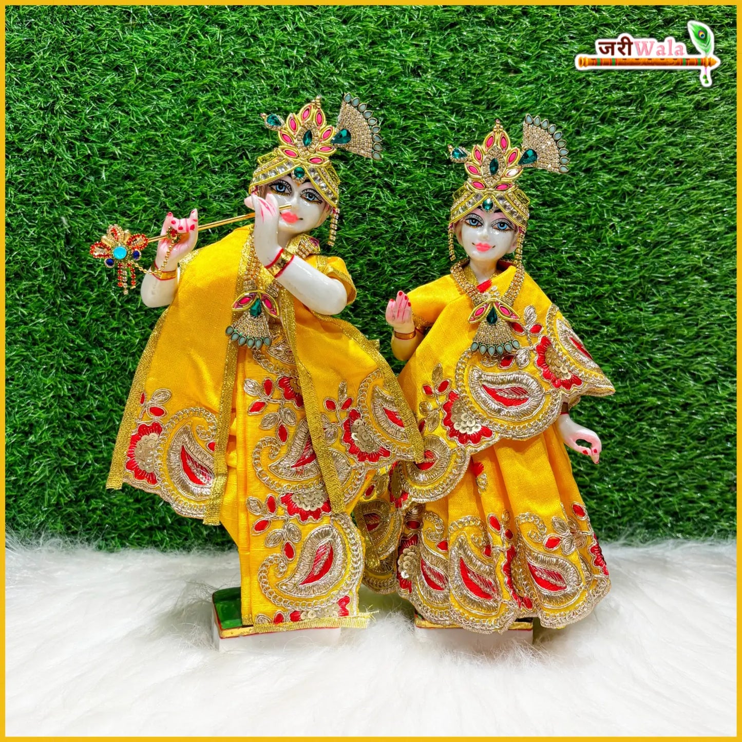 Blended Thread Sitara Work Yellow Jugal Jodi Poshak