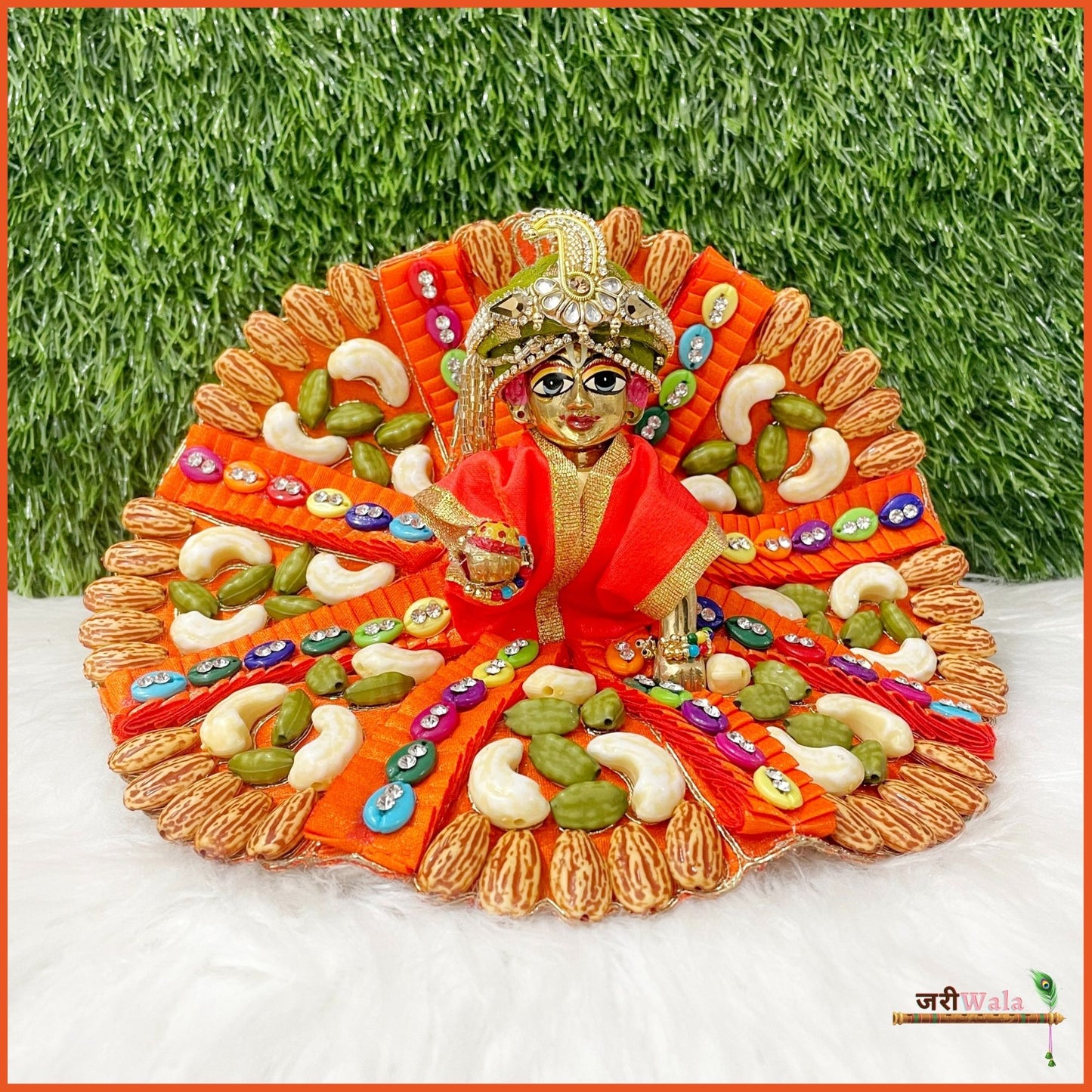Blended Frill Plastic Dry Fruit Work Orange Poshak