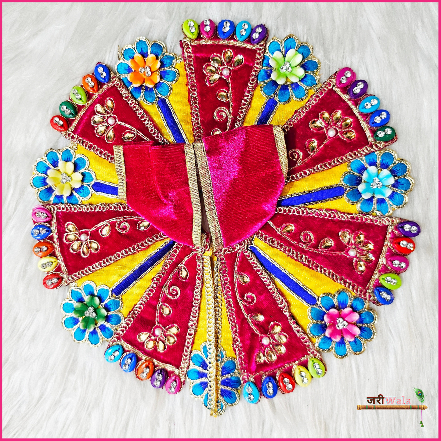 Shaneel Thread Lace Work Magenta Laddu Poshak