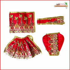 Blended Thread Sitara Kundan Work Red Jugal Jodi Poshak