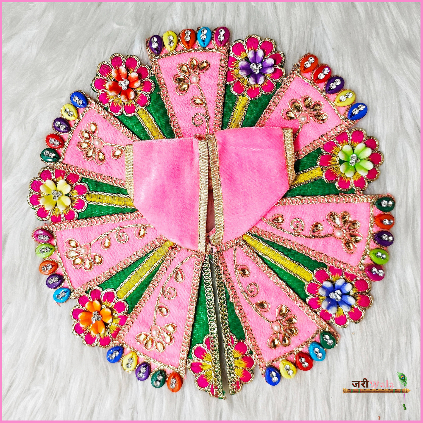 Shaneel Thread Lace Work Baby Pink Laddu Poshak