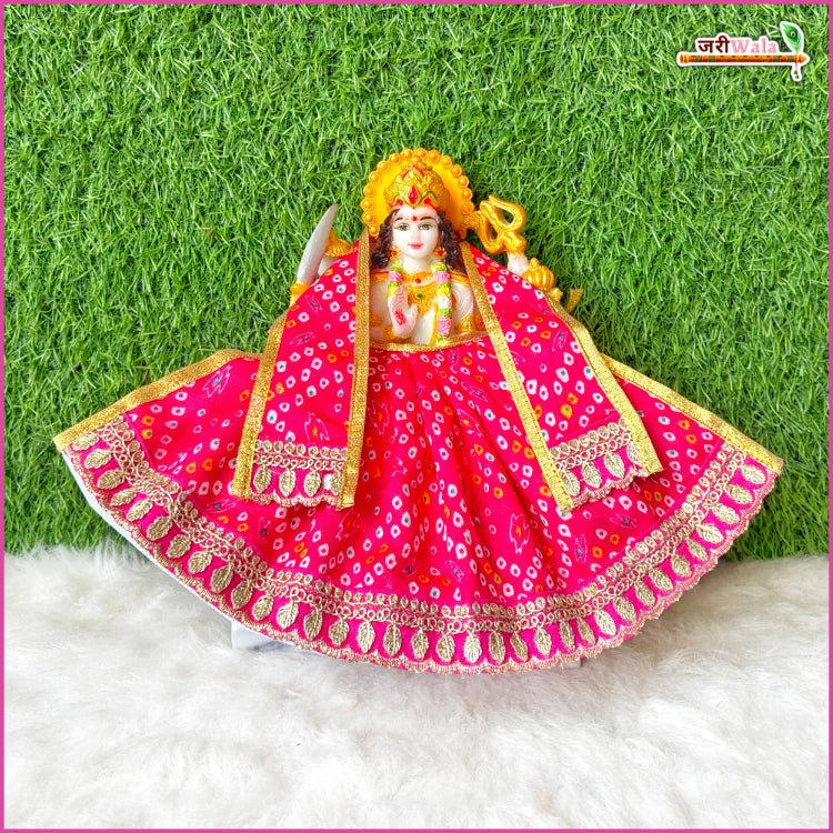 Bandhej Thread Work Magenta Lehnga Patka