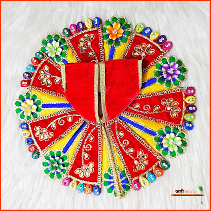 Shaneel Thread Lace Work Red Laddu Poshak