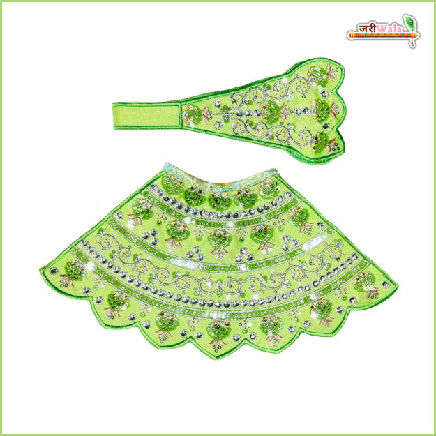 Blended Thread Sitara Stone Work Light Green Lehnga Patka