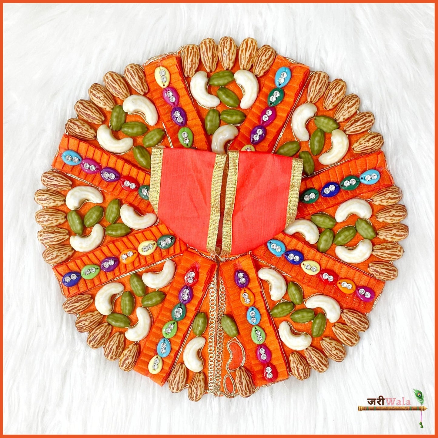 Blended Frill Plastic Dry Fruit Work Orange Poshak