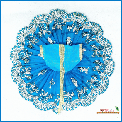Blended Net Thread Sitara Work CG Blue Laddu Gopal Poshak