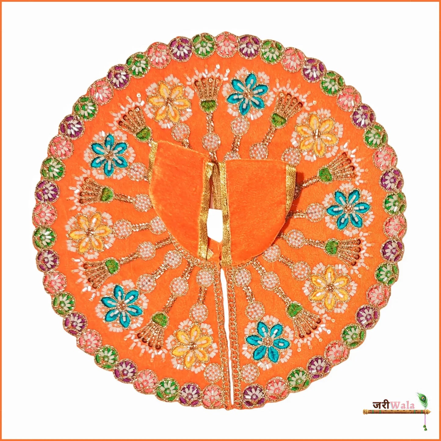 Shaneel Cutdana Moti Work Orange Laddu Poshak