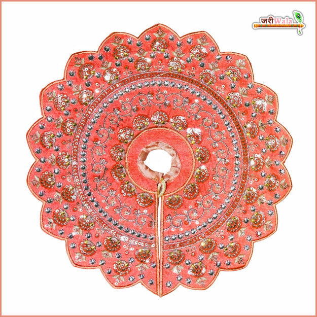 Blended Thread Sitara Stone Work Light Orange Laddu Gopal Poshak