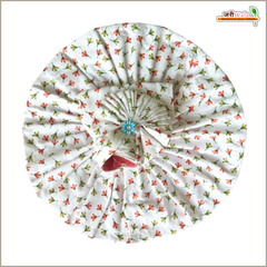 Cotton Multicolor Leaf Print White Laddu Gopal Poshak With Pagdi