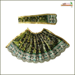 Blended Thread Lace Work Dark Olive Green Lehenga Patka