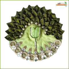 Blended Frill Jarkan Stone Booti Work Multicolor Laddu Gopal Poshak With Pagdi