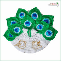 Woolen Fancy Morpankh White & Green Poshak With Cap