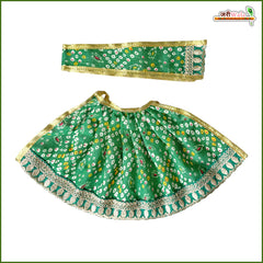 Bandhej Thread Work Green Lehnga Patka