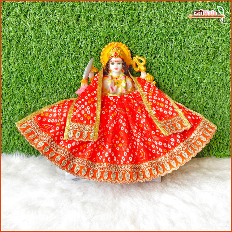 Bandhej Thread Work Orange Lehnga Patka