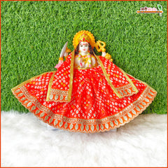 Bandhej Thread Work Orange Lehnga Patka