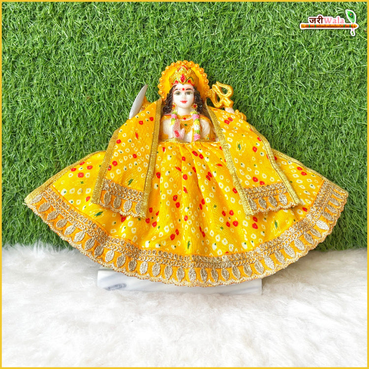 Bandhej Thread Work Yellow Lehnga Patka