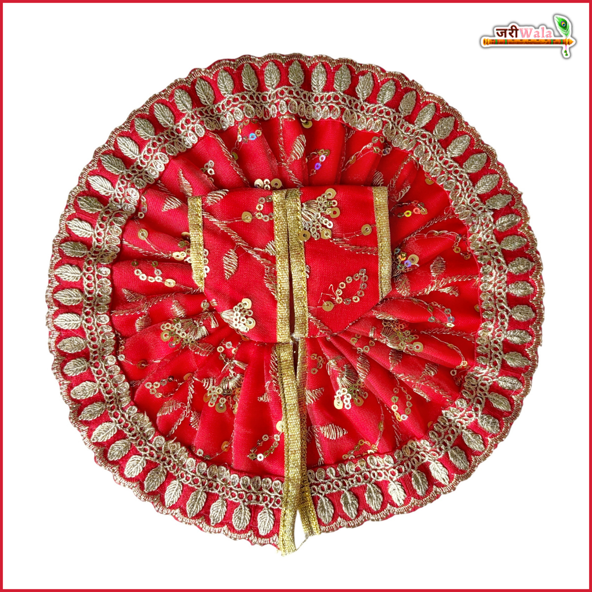 Blended Thread Sitara Work Red Laddu Gopal Poshak