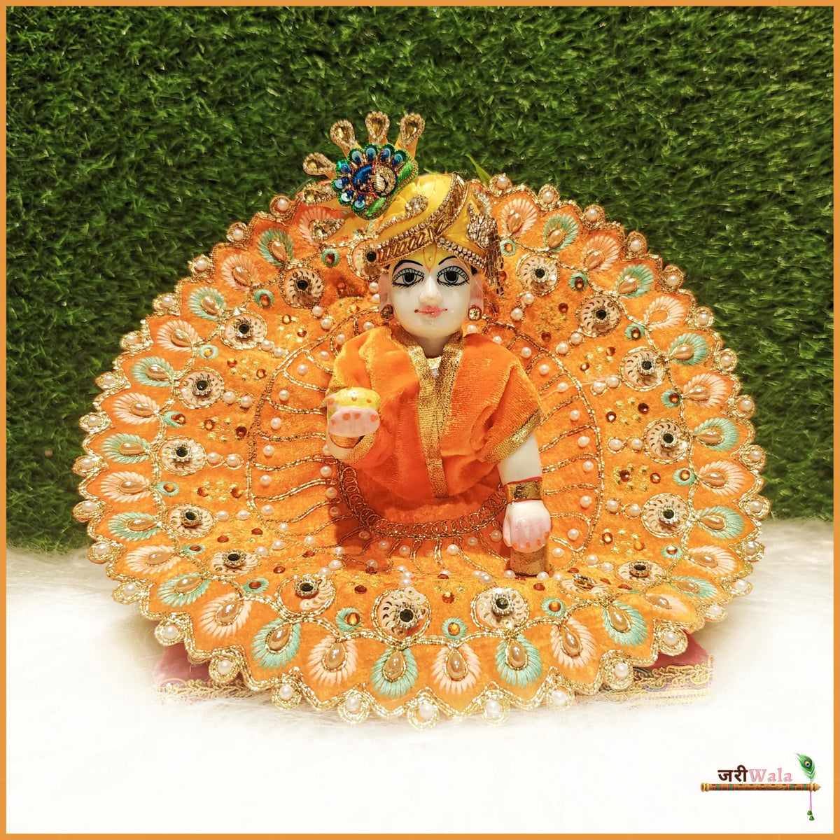 Shaneel Thread Sitara Work Orange Laddu Poshak