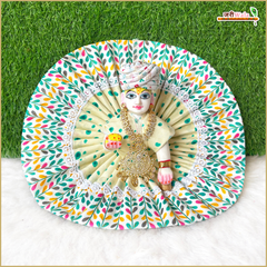 Cotton Leaf Print Turquoise Green (Multicolor) Laddu Gopal Poshak