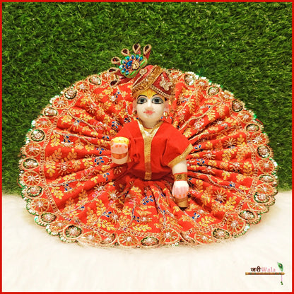Shaneel Thread Cutdana Work Red Laddu Gopal Poshak