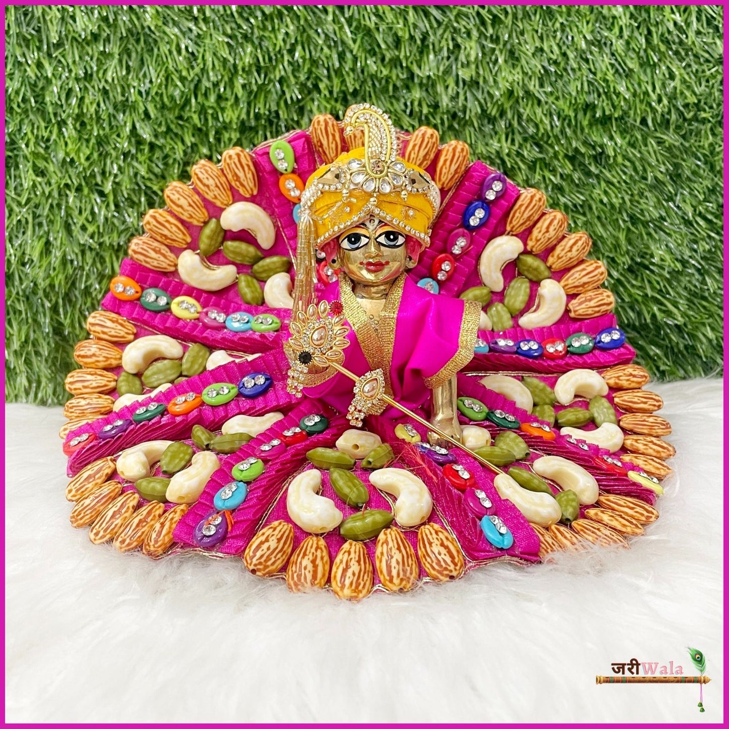 Blended Frill Plastic Dry Fruit Work Magenta Poshak