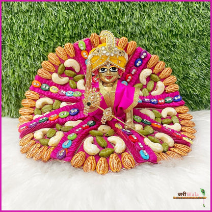 Blended Frill Plastic Dry Fruit Work Magenta Poshak