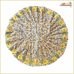 Cotton Leaf Print Lace Work Yellow Laddu Gopal Poshak