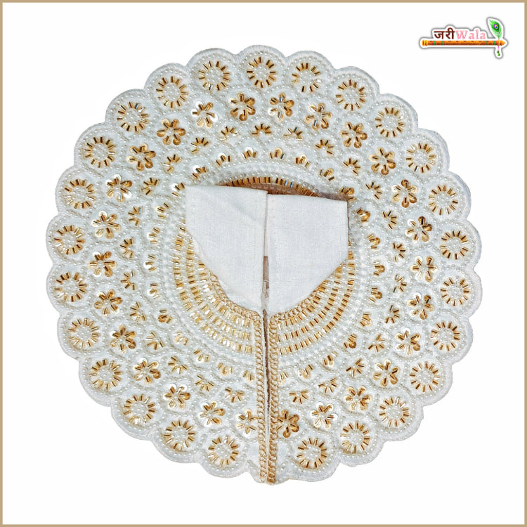 Blended Moti Cutdana Work White Laddu Gopal Poshak