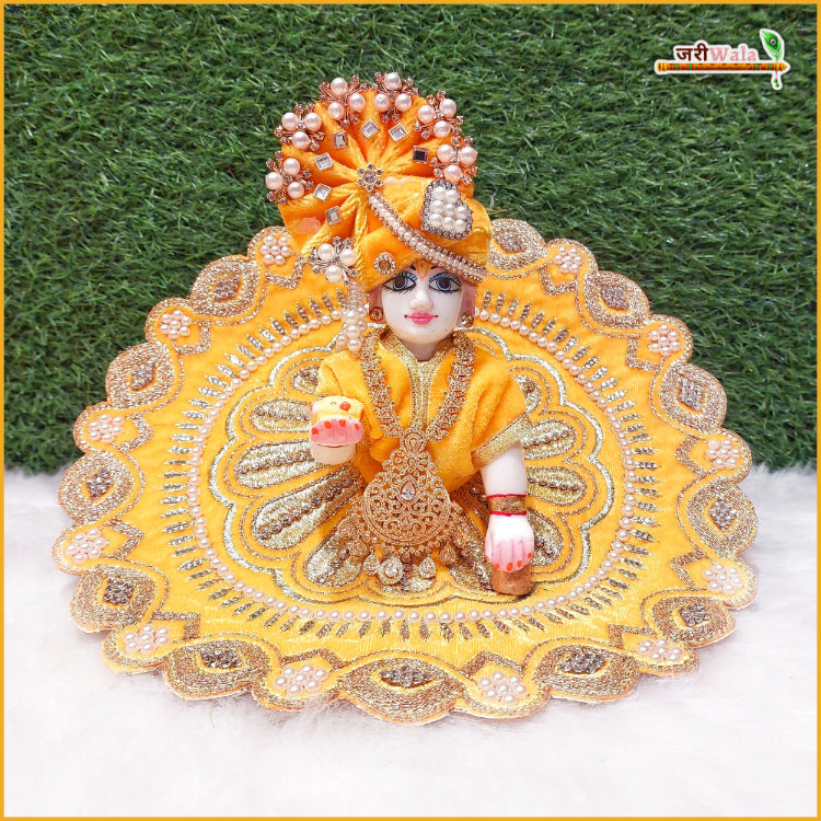 Shaneel Thread Sitara Stone Work Yellow Laddu Gopal Poshak